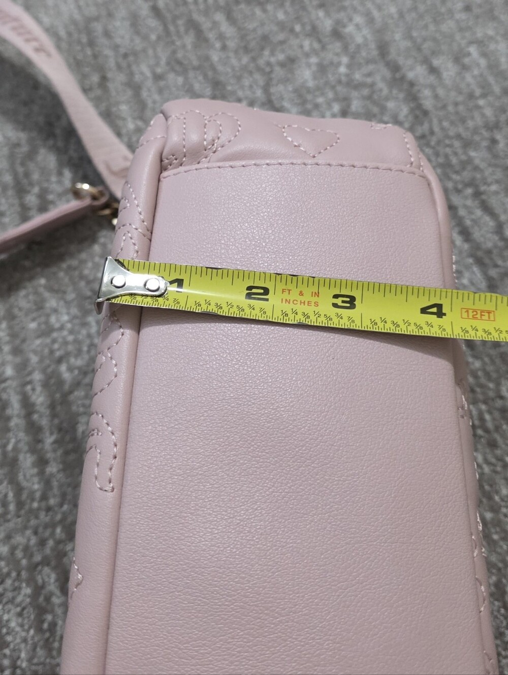 Pink Juicy Couture League Crossbody Bag Embossed Hearts Coquette Y2K Soft Girl - Picture 11 of 14